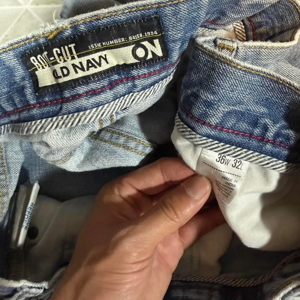 Old navy blue denim jeans‎